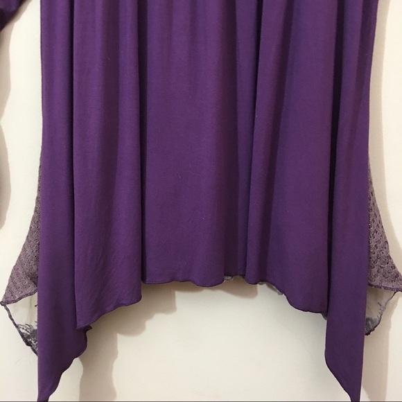 Suzanne Betro Purple Top with Lace Hem Flowing Romantic Size XL NWT - Picture 4 of 6